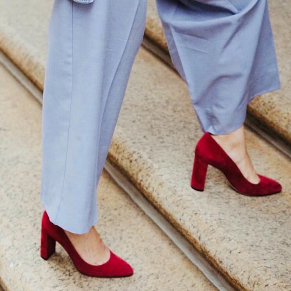 M. Gemi Red Suede 90 mm Heels Italian size 41 US size 10 GUC